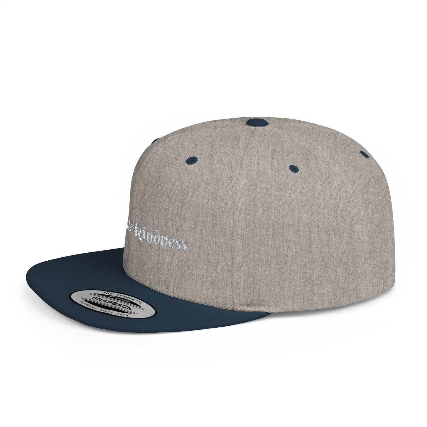 Flat Bill Snapback Hat — 'Radiate Kindness' Embroidered White Cap