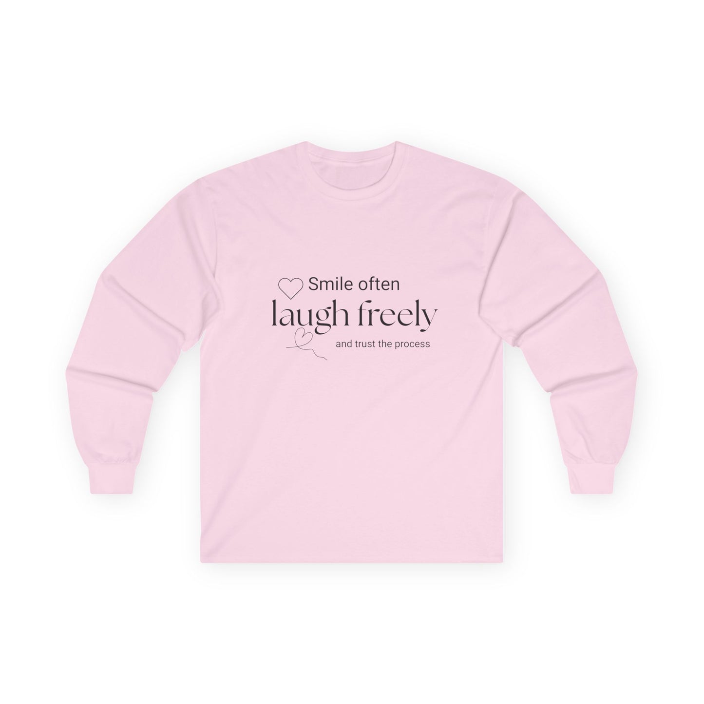 Long Sleeve Tee — "Smile often, laugh freely" Minimal Inspirational Shirt
