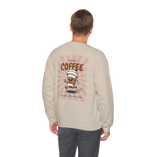 Coffee Crewneck Sweatshirt — "I Run on Coffee" Retro Graphic