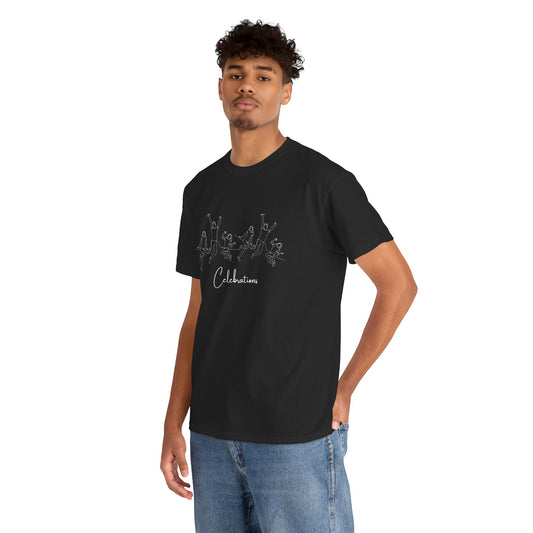 Celebrations T-Shirt — Minimal Confetti Script Tee