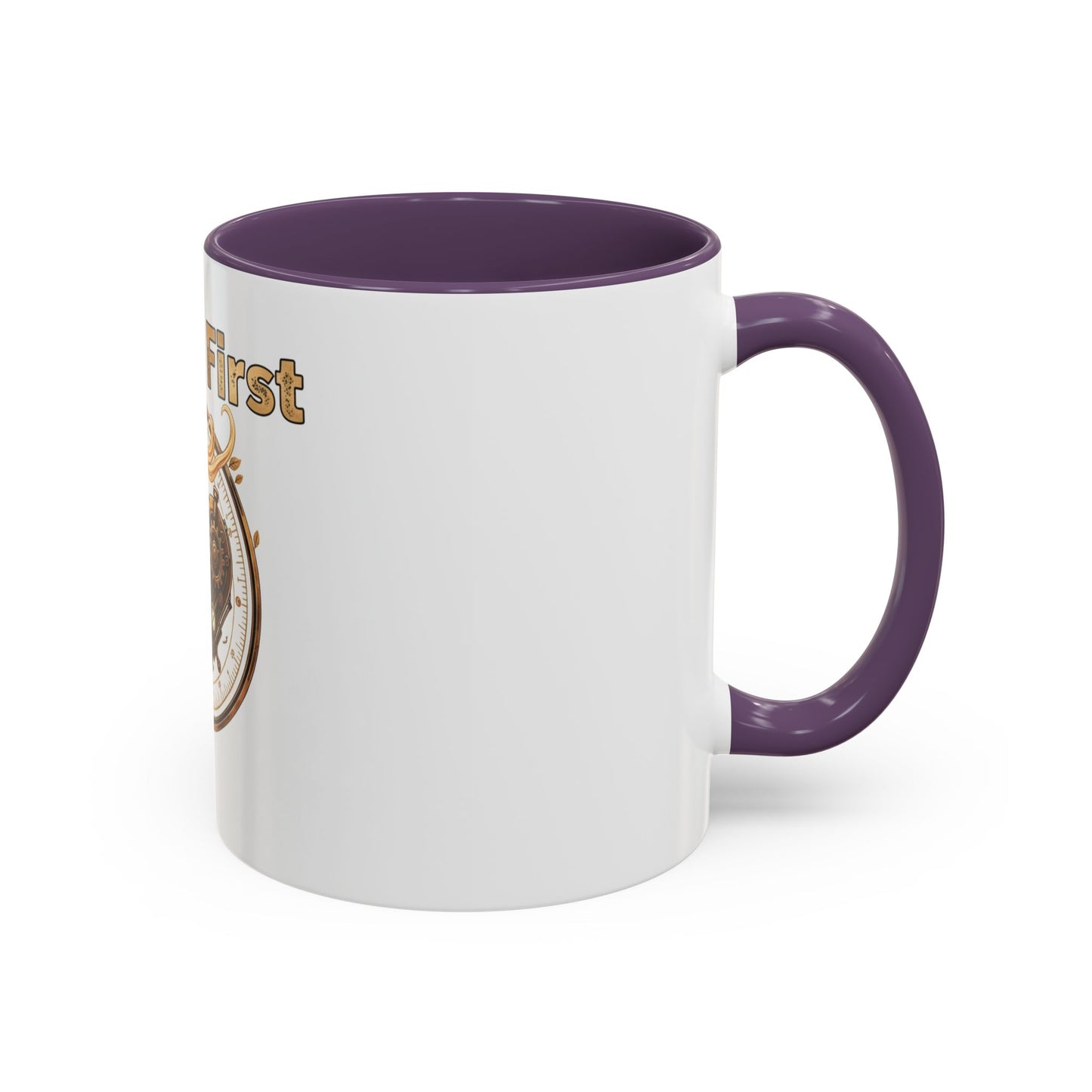 Coffee First Accent Mug — Steampunk Heart Design (11/15oz)