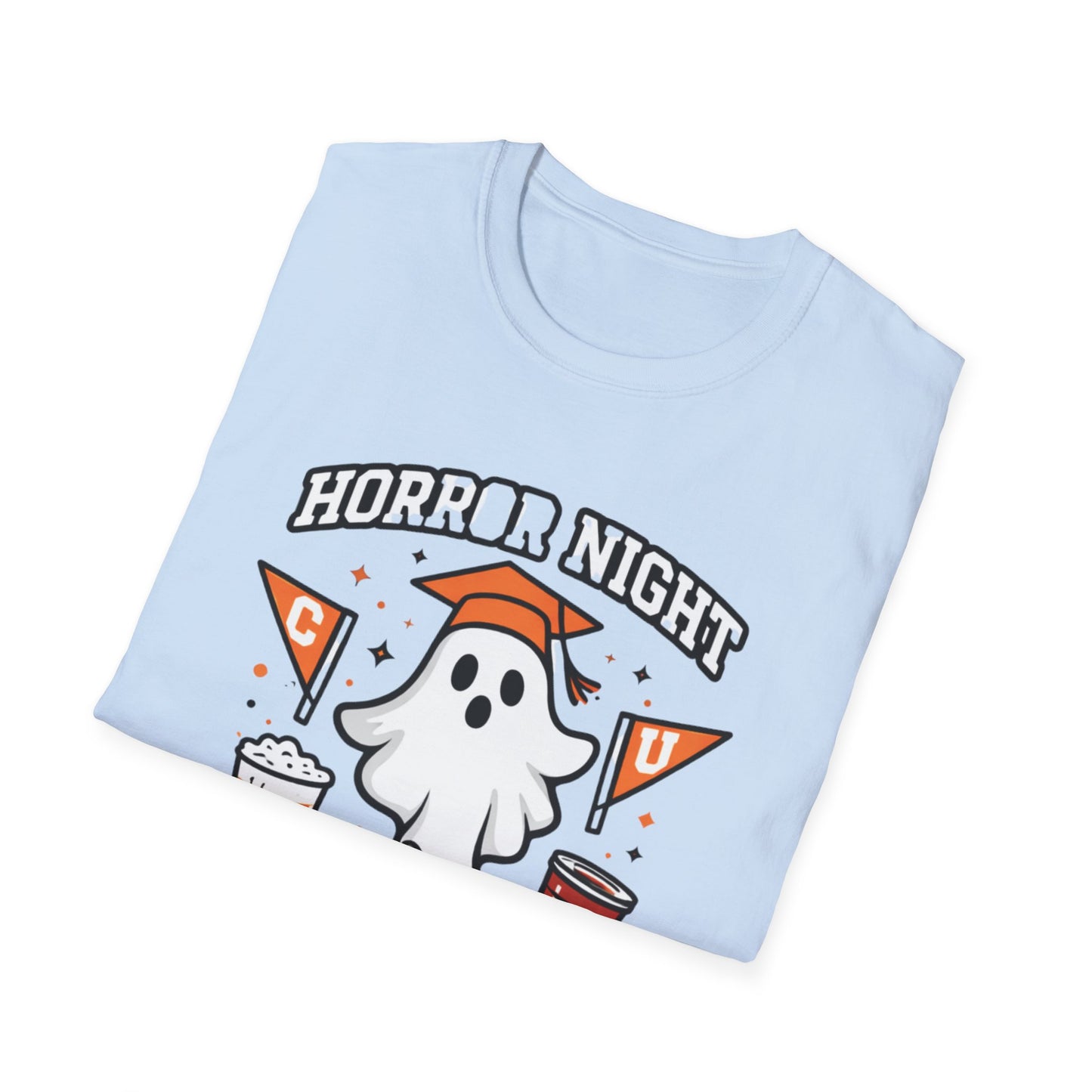 Halloween Ghost Party T-Shirt — "Horror Night Party" Cute Pumpkin & Drinks Tee