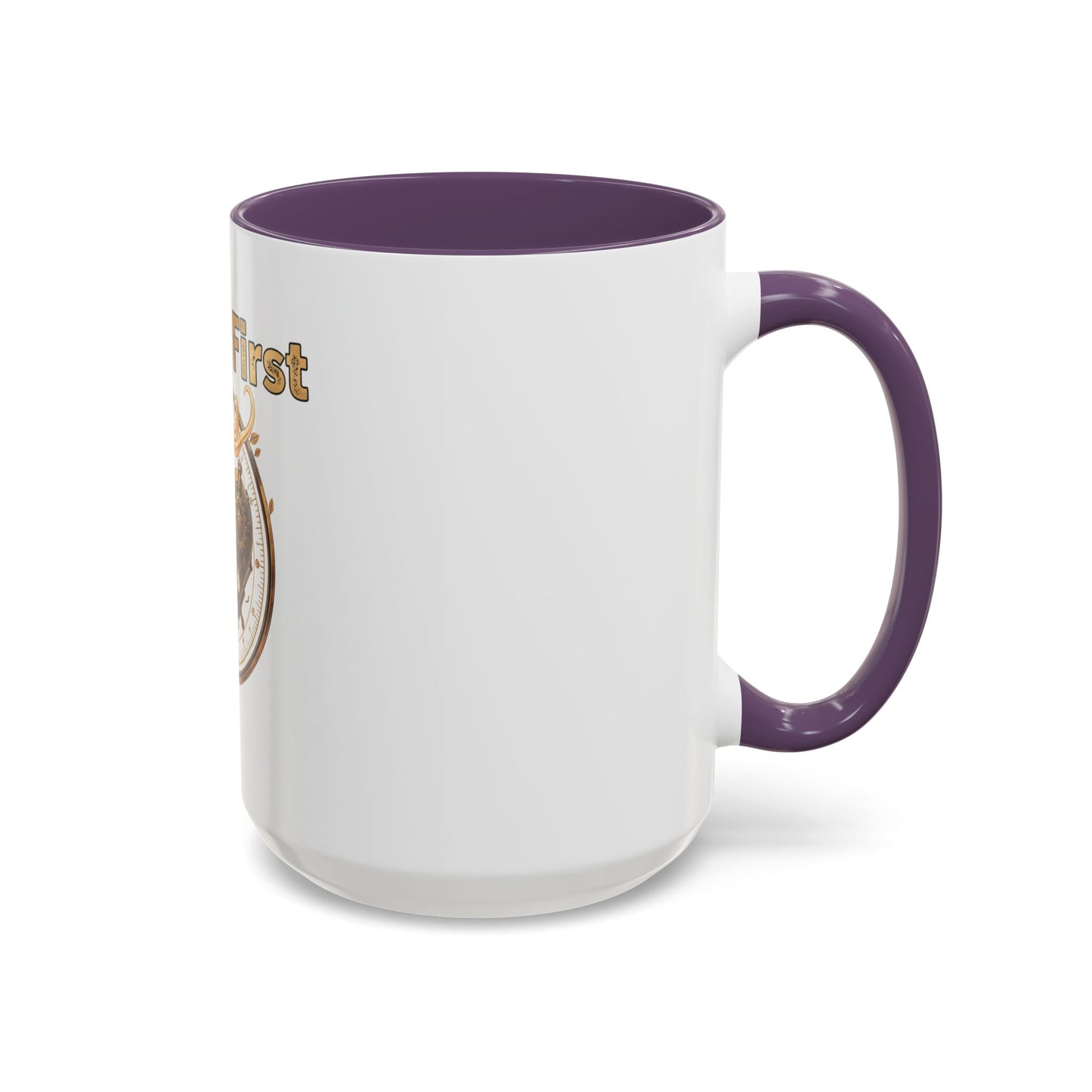 Coffee First Accent Mug — Steampunk Heart Design (11/15oz)