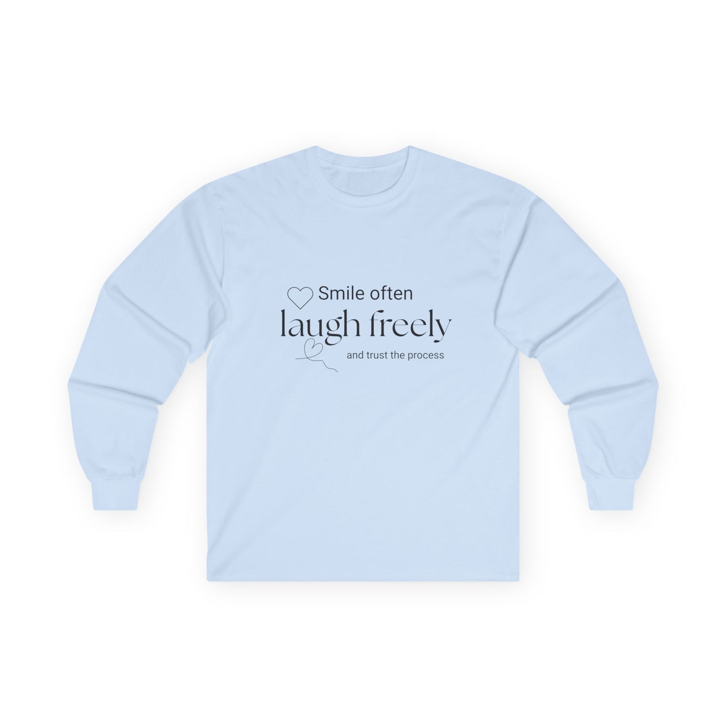 Long Sleeve Tee — "Smile often, laugh freely" Minimal Inspirational Shirt