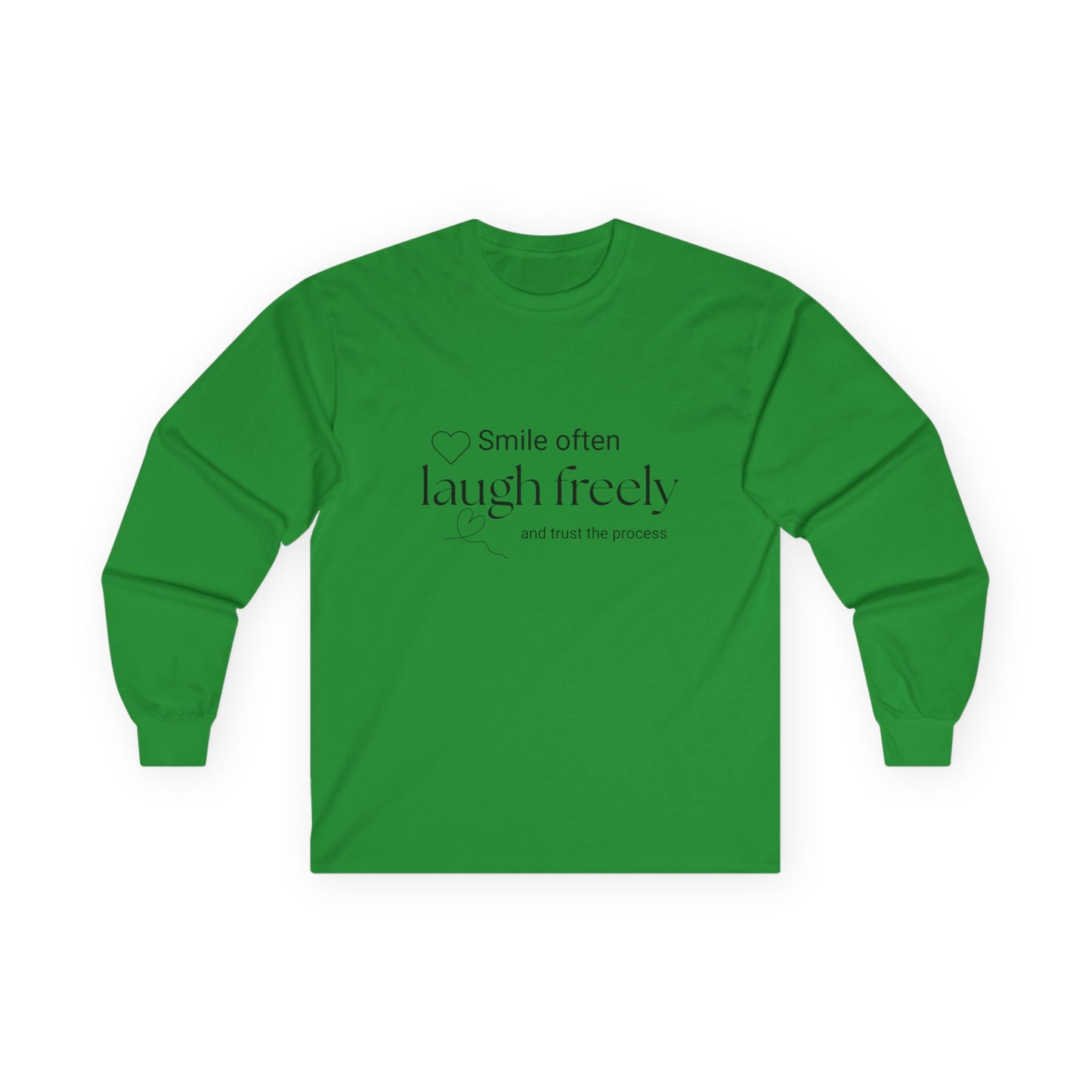 Long Sleeve Tee — "Smile often, laugh freely" Minimal Inspirational Shirt