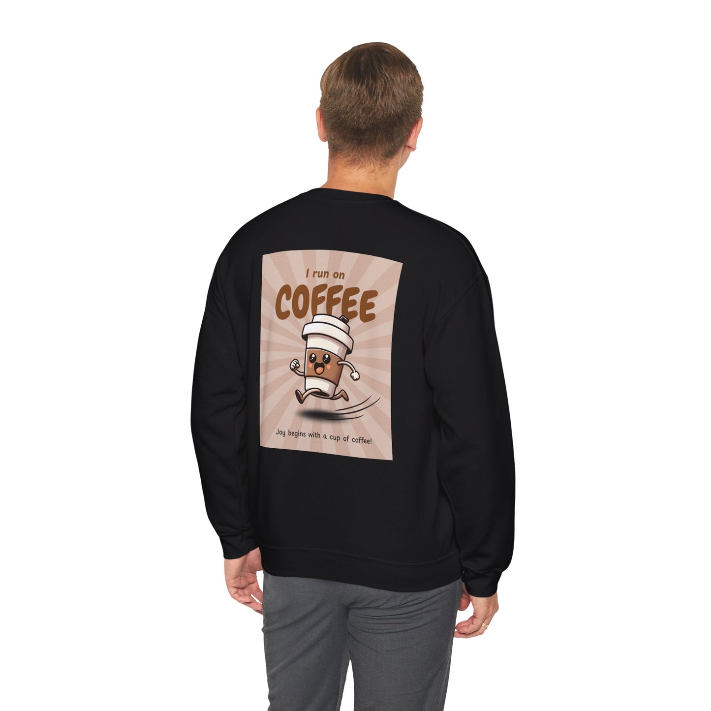 Coffee Crewneck Sweatshirt — "I Run on Coffee" Retro Graphic