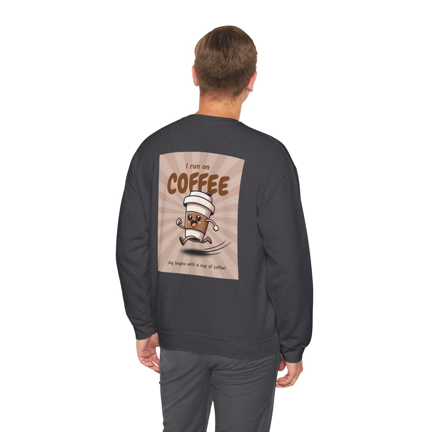 Coffee Crewneck Sweatshirt — "I Run on Coffee" Retro Graphic