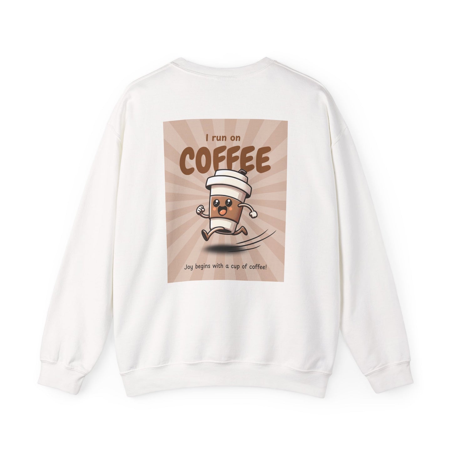 Coffee Crewneck Sweatshirt — "I Run on Coffee" Retro Graphic