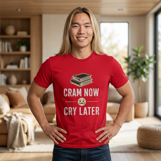 Cram Now Cry Later Tee – Funny Study Shirt for Students & Exam Season