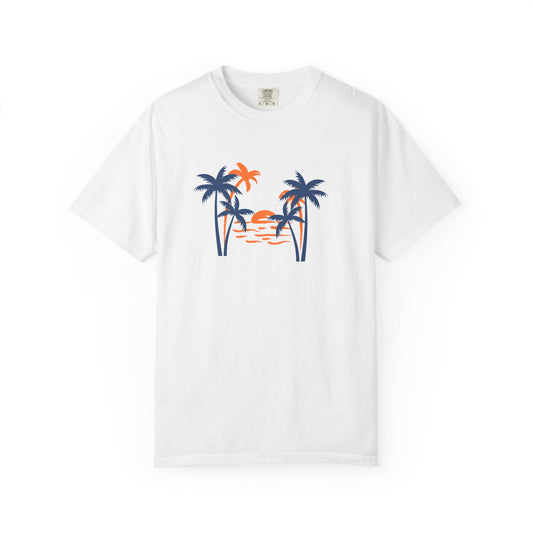 Palm Sunset T-Shirt — Retro Tropical Palm Tree Graphic Tee