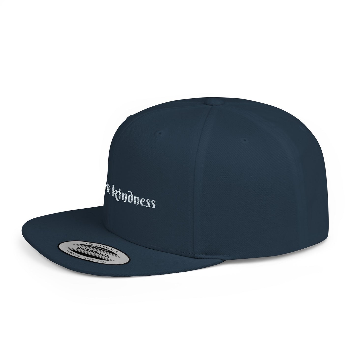 Flat Bill Snapback Hat — 'Radiate Kindness' Embroidered White Cap