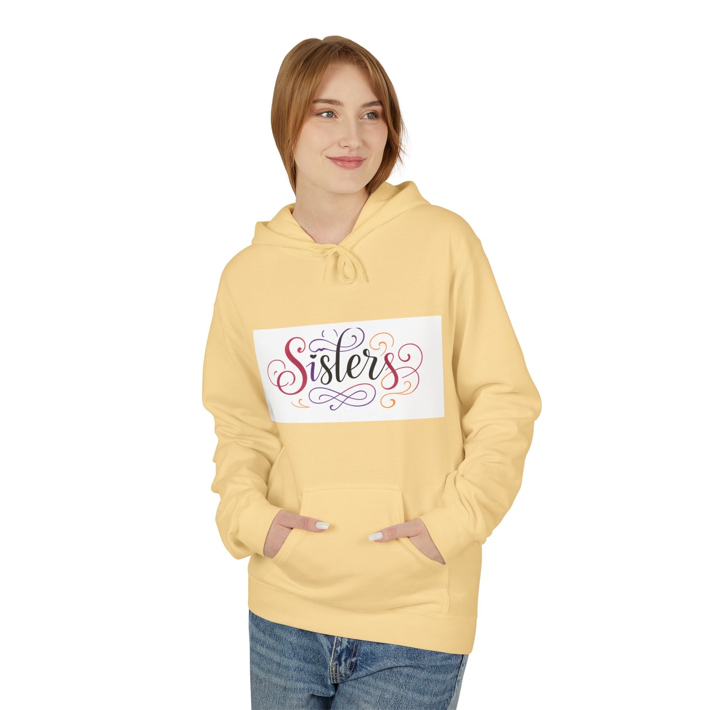 Sisters Colorful Script Hoodie — Cozy Family Gift for Sisters