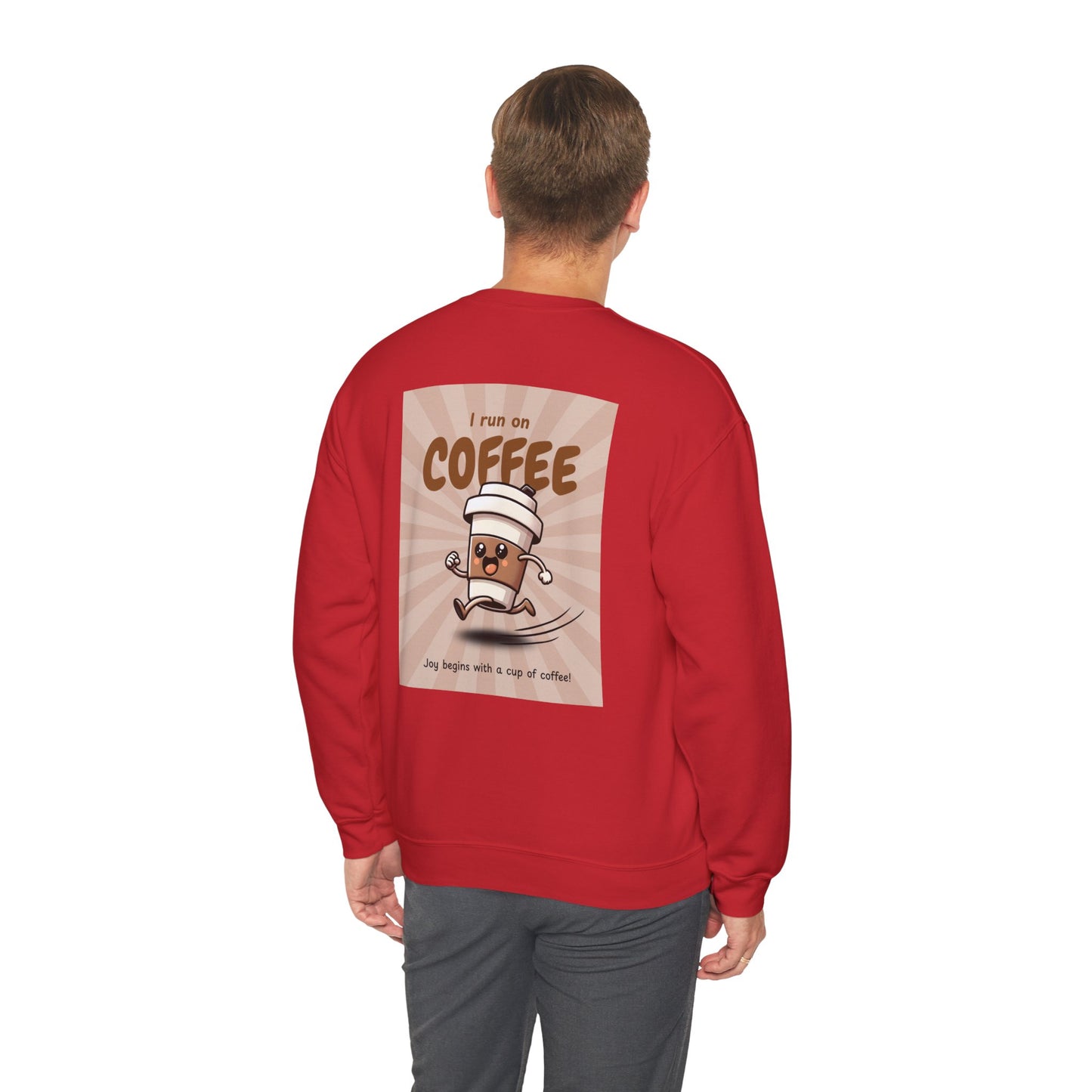 Coffee Crewneck Sweatshirt — "I Run on Coffee" Retro Graphic