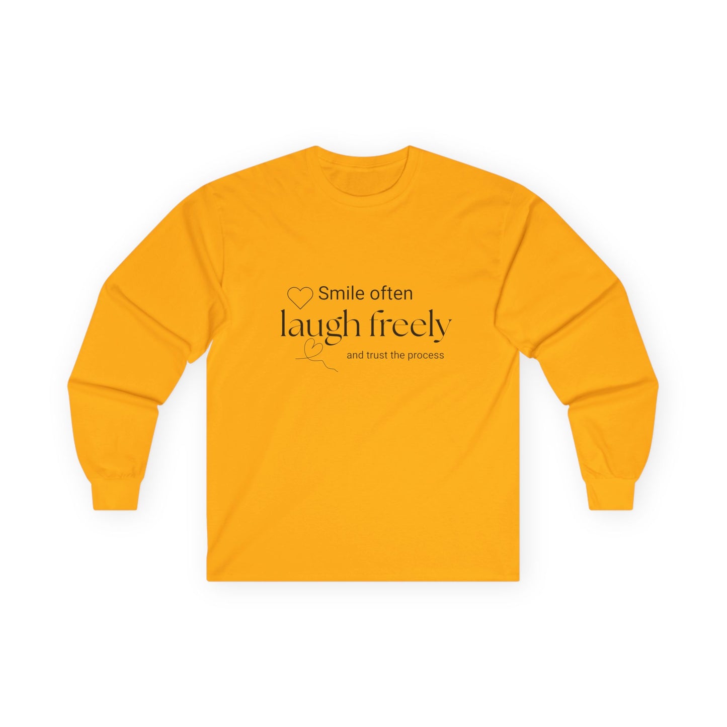 Long Sleeve Tee — "Smile often, laugh freely" Minimal Inspirational Shirt