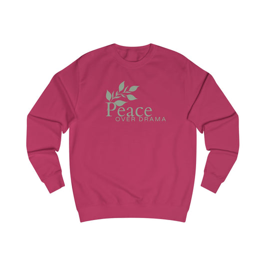 Peace Over Drama Sweatshirt – Minimal Leaf Graphic, Calm & Positive Message