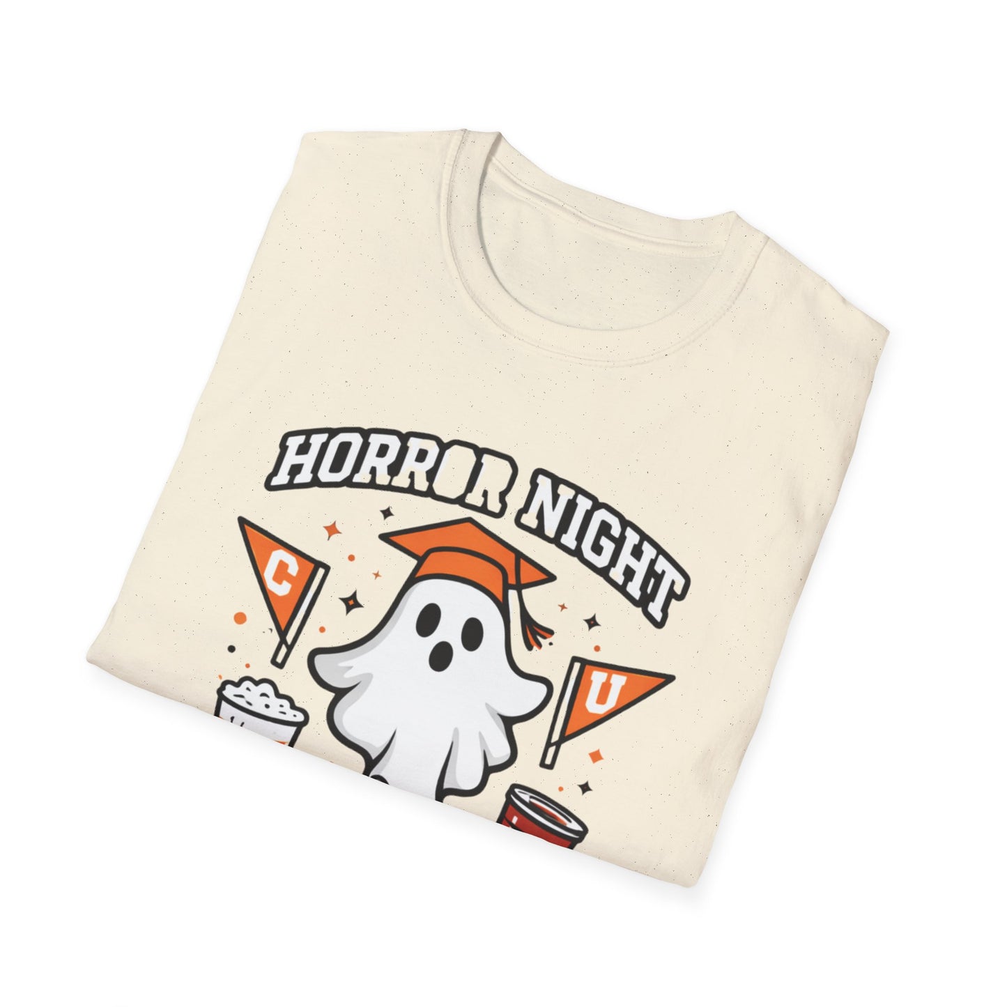 Halloween Ghost Party T-Shirt — "Horror Night Party" Cute Pumpkin & Drinks Tee