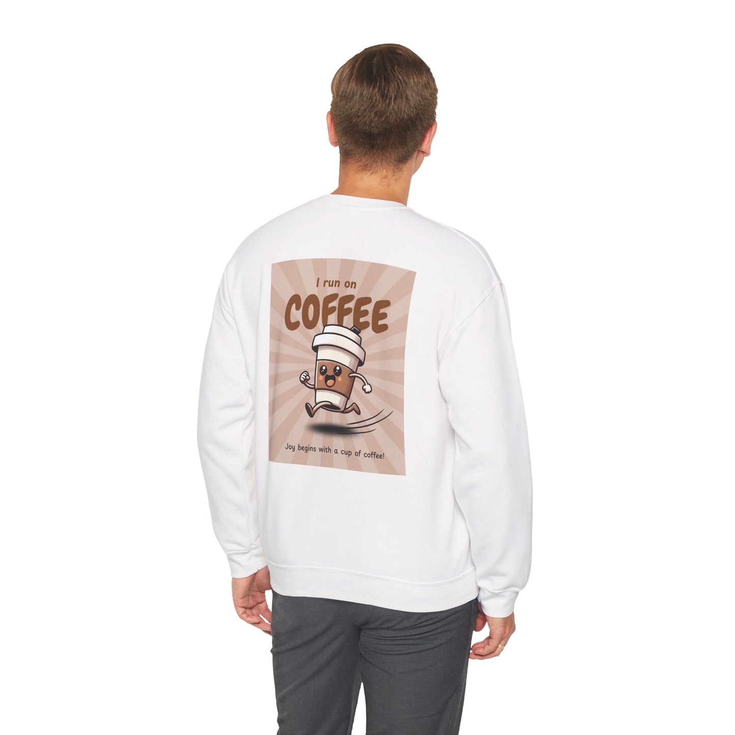 Coffee Crewneck Sweatshirt — "I Run on Coffee" Retro Graphic