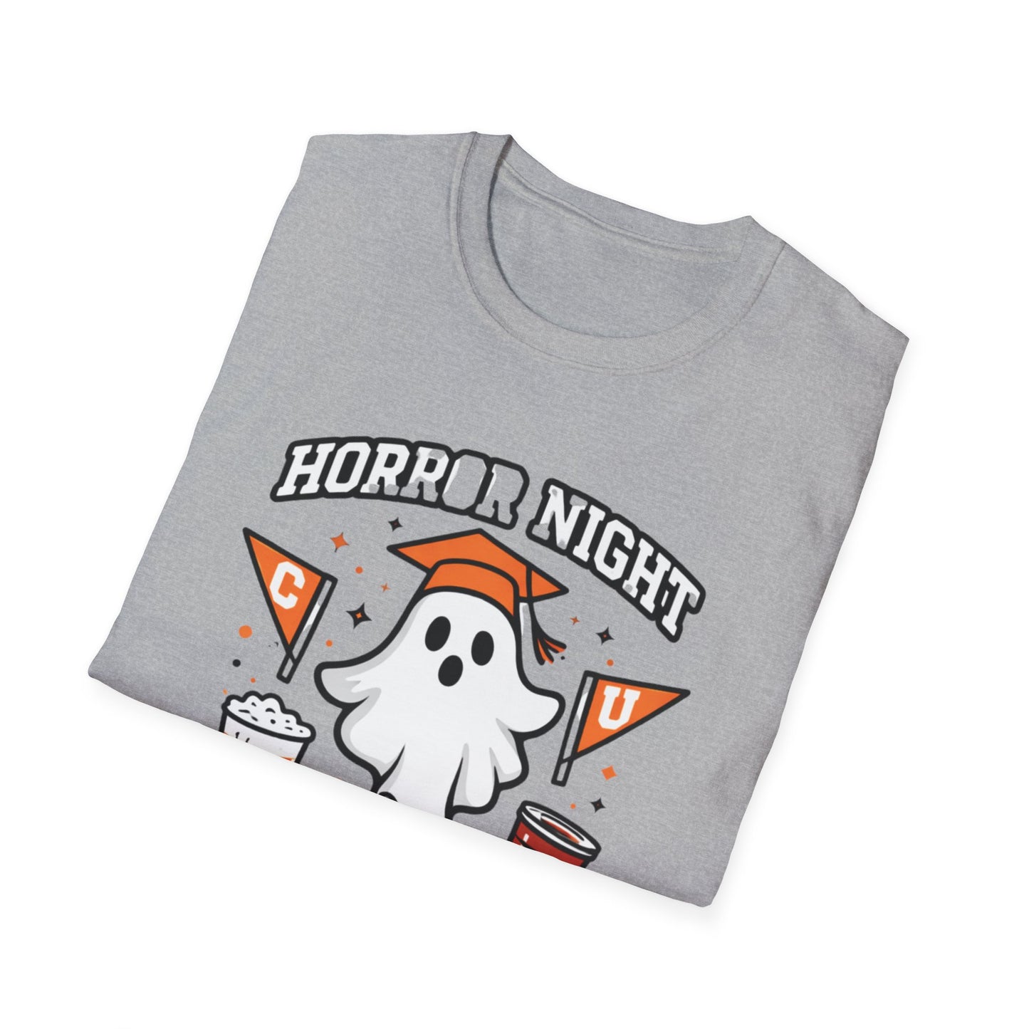Halloween Ghost Party T-Shirt — "Horror Night Party" Cute Pumpkin & Drinks Tee