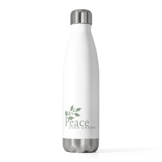 Peace Over Drama 20oz Insulated Bottle – Minimalist Leaf Water Bottle