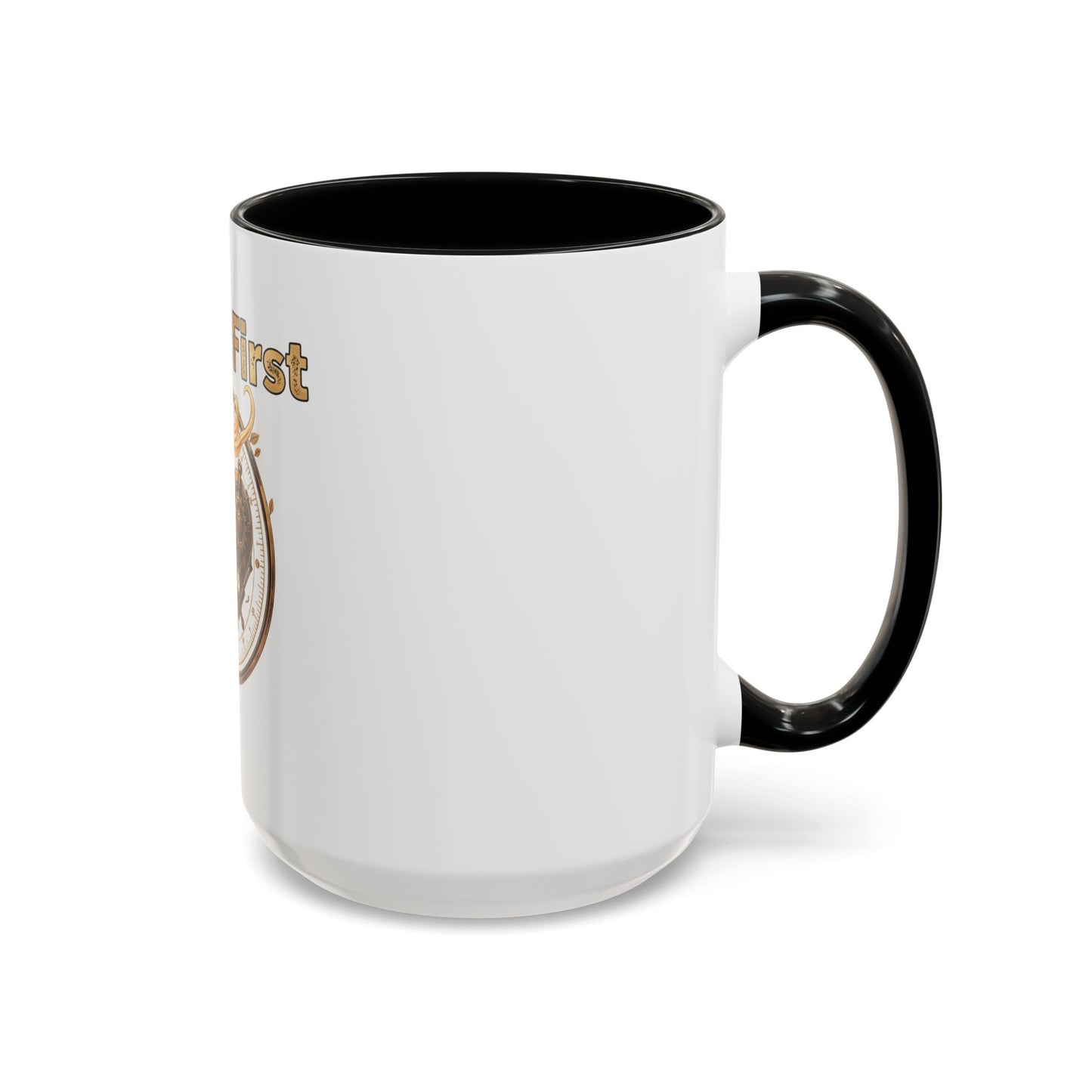 Coffee First Accent Mug — Steampunk Heart Design (11/15oz)